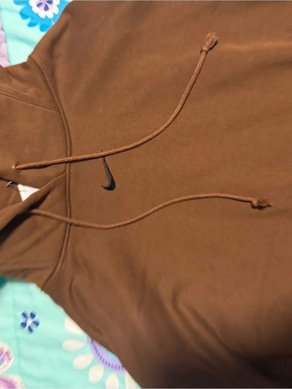 Nike Brown Hooded Pullover with Black Swoosh Accent